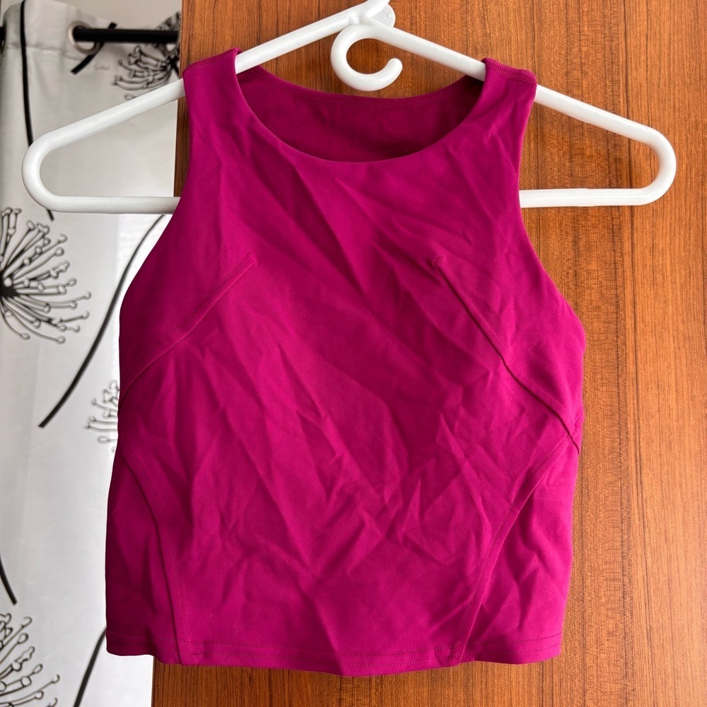 Lululemon Invigorate Training Tank Top Size 2 Magenta Purple High Neck Crop - Picture 2 of 11